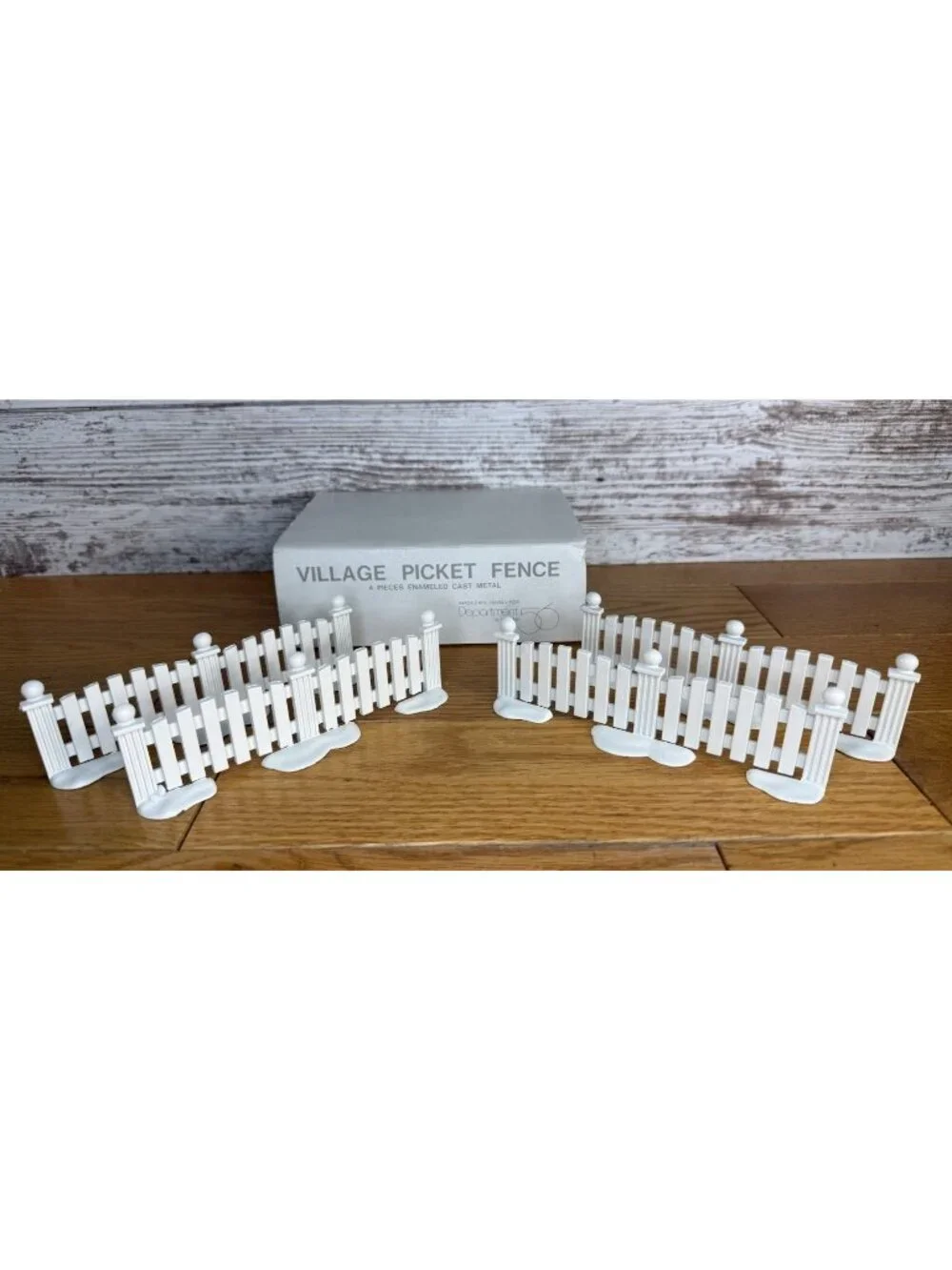 Department 56 Village Picket Fence 4 Pieces Cast Metal White 6” Long